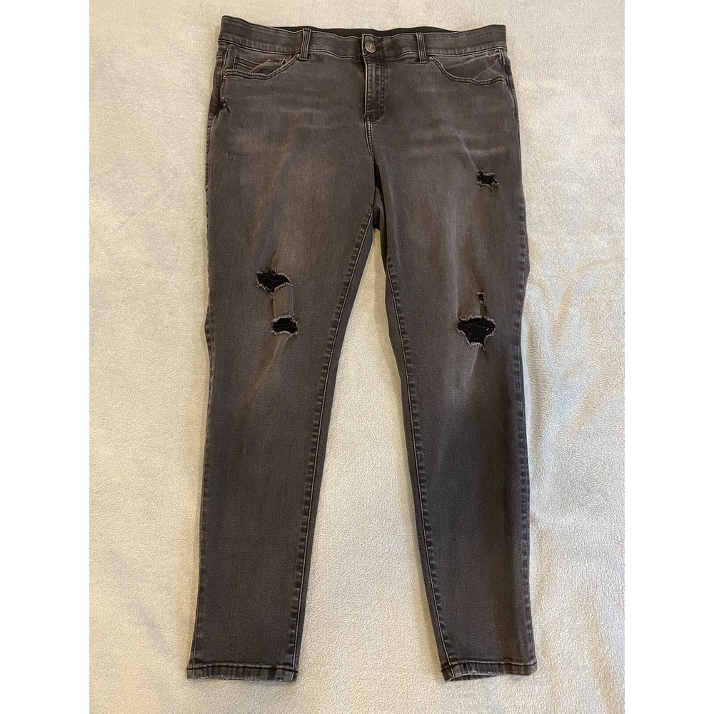 LULAROE Jeans Women Size 38 18W Black Cotton Blend Distress Stretch Skinny Denim
